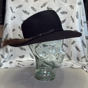 The Roundup Wool Blend 3XXX Black Hat with Leather/Horsehair Band